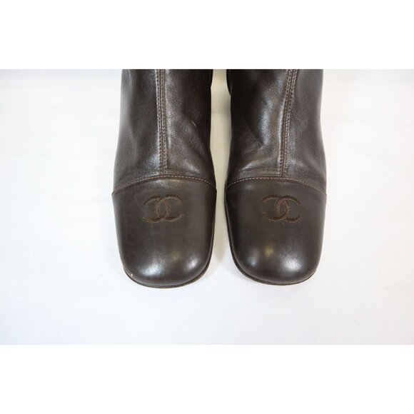 Chanel Brown Leather Mid-Calf Boots - Picture 2 of 7